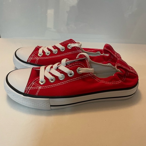 New Jenn Ardor Red and White Canvas Sneakers like converse size 6.5 - Picture 4 of 8